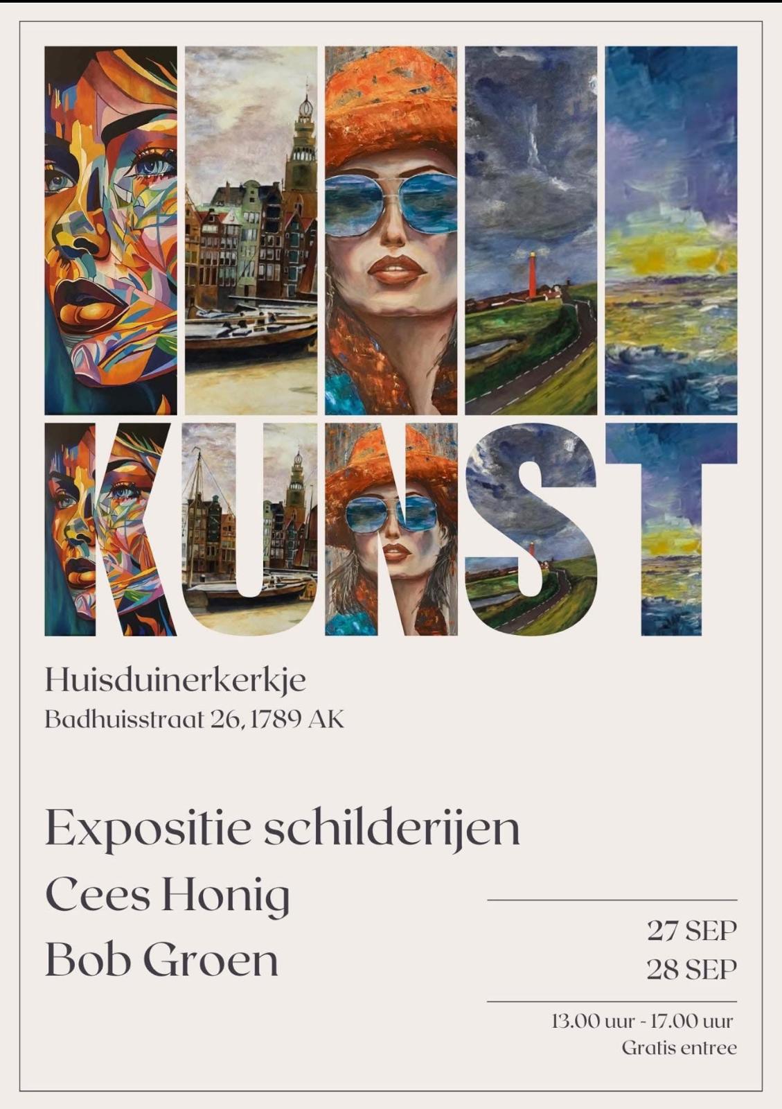 Expositieposter met een schilderij van Bob Groen